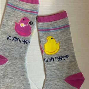 Peeps Gray and Yellow Crew Socks